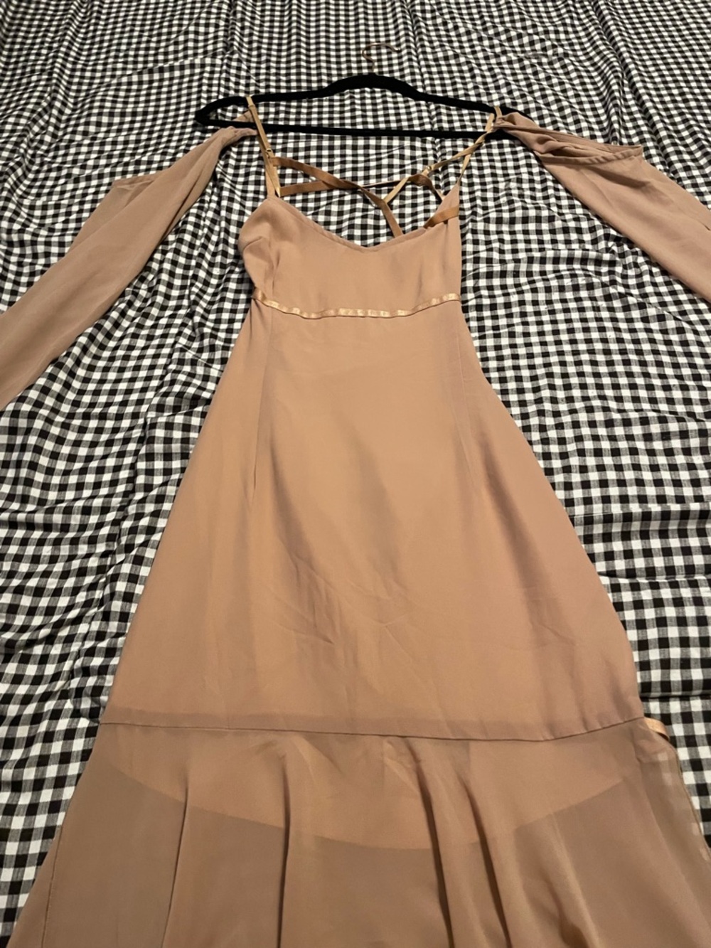 Dusty Rose Cold-Shoulder Slip Dress with Delicate Trim